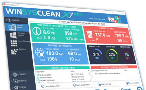 WinSysClean 17.0 Build 2465 Free Download
