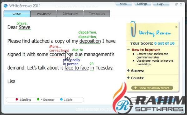 WhiteSmoke Grammar Tool Portable Free Download 