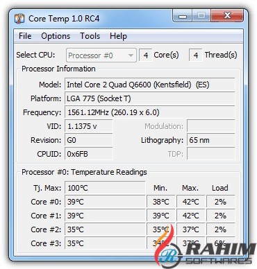 Core Temp 1.11 Portable Free Download