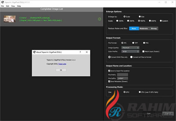 Topaz Labs Gigapixel AI 4.1.1 Free Download With Latest version
