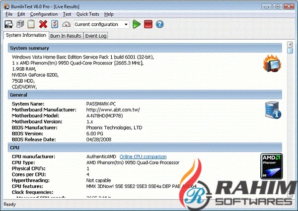 PassMark BurnInTest Pro 9.1 Portable Free Download