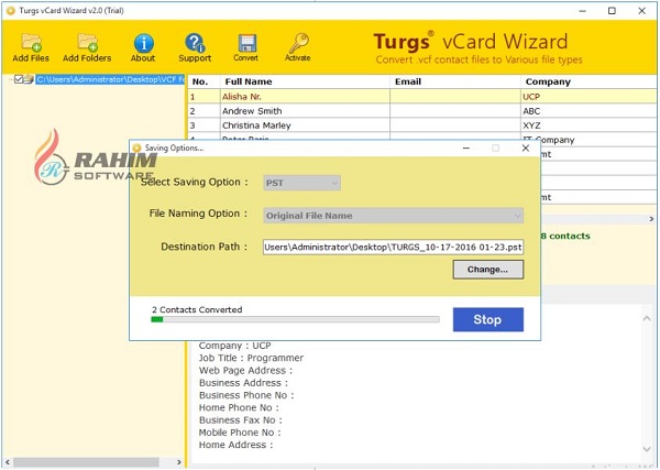 csv to vcard wizard