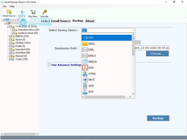 Email backup software