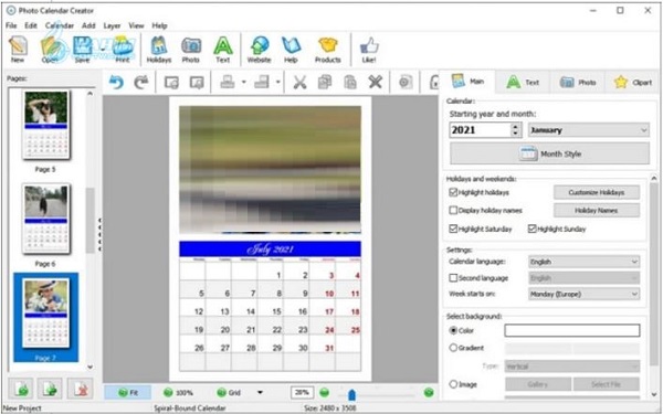 Photo calendar Creator free download