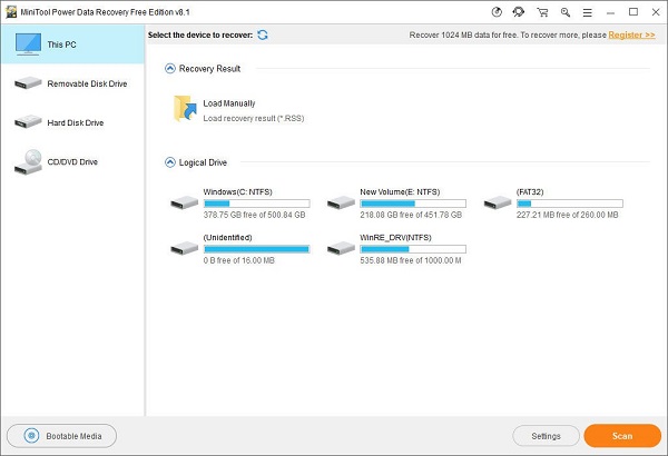 MiniTool Power Data Recovery Free