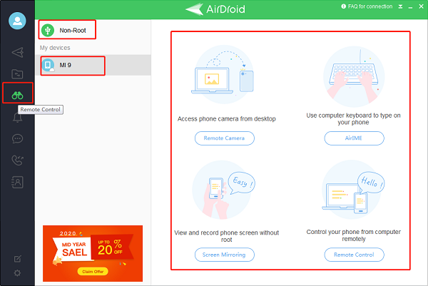 AirDroid screen mirroring