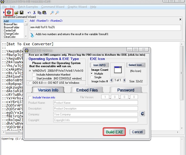 Advanced BAT to EXE Converter
