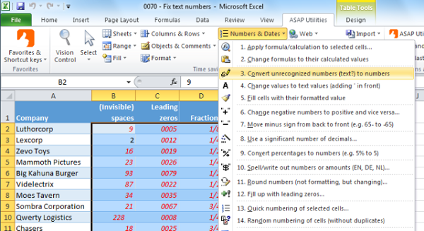 ASAP Utilities for Excel 9
